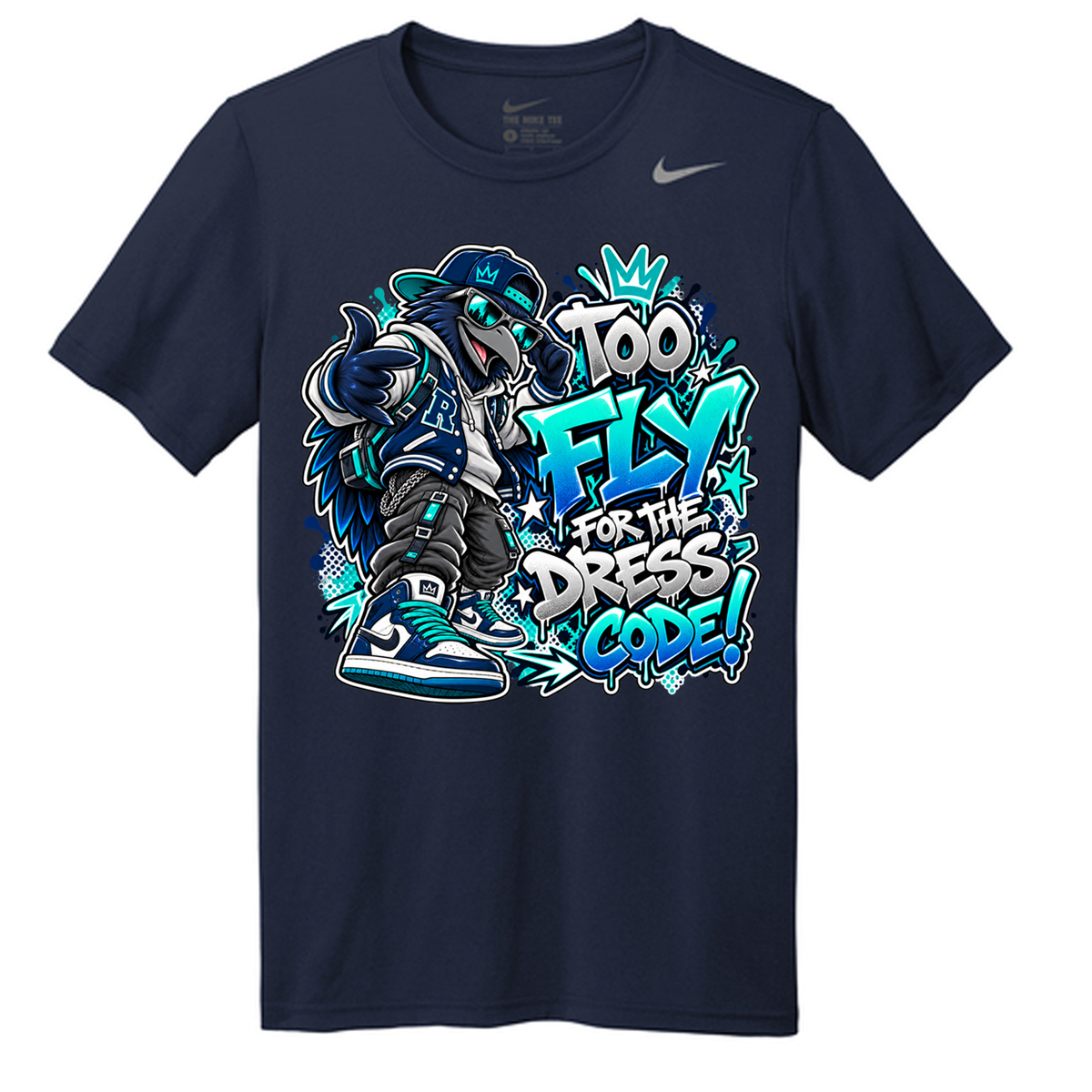 Too Fly for the Dress Code – Nike Raven Streetwear T-Shirt
