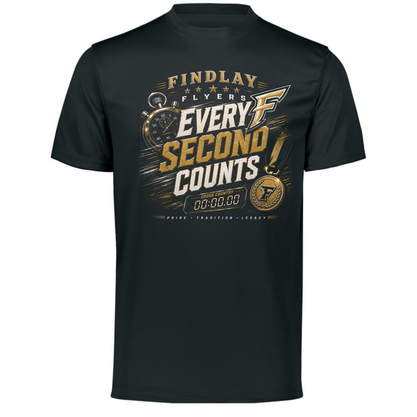 Findlay Flyers Every Second Counts Cross Country Performance Tee