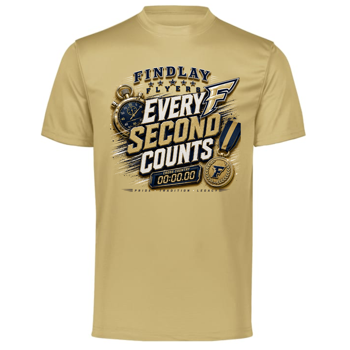 Findlay Flyers Every Second Counts Cross Country Performance Tee