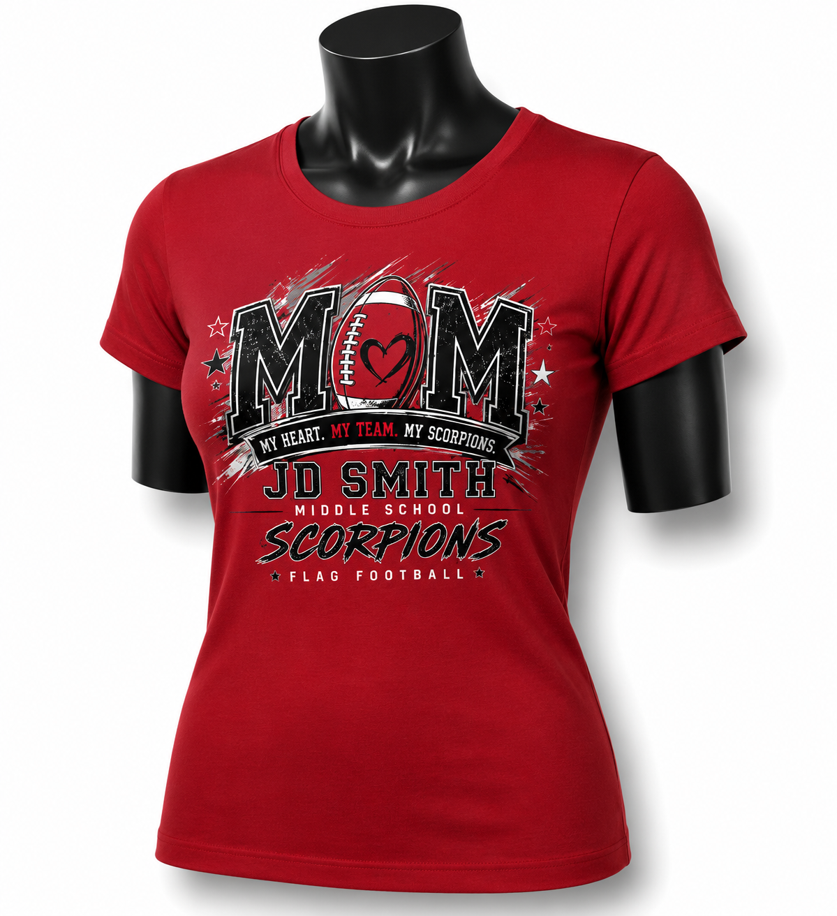 JD Smith Scorpions Flag Football Mom Performance T-Shirt