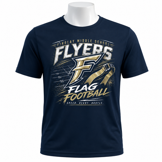 Findlay Middle School Flyers Flag Football Performance Tee