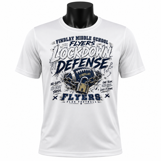 Findlay Flyers Lockdown Defense Flag Football Performance Tee