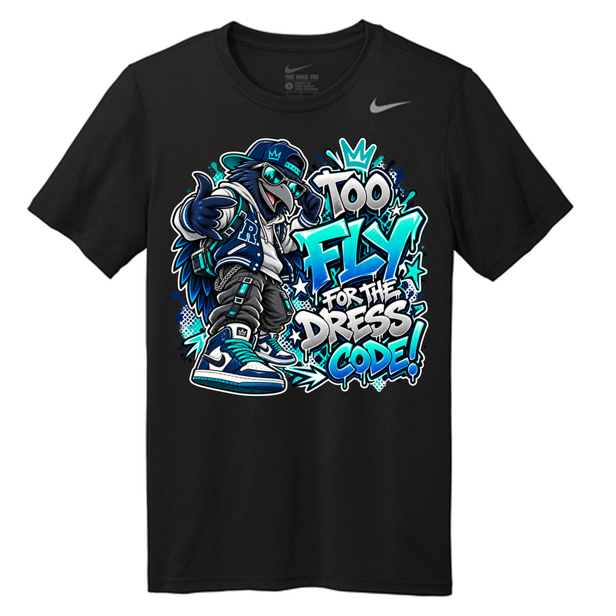Too Fly for the Dress Code – Nike Raven Streetwear T-Shirt